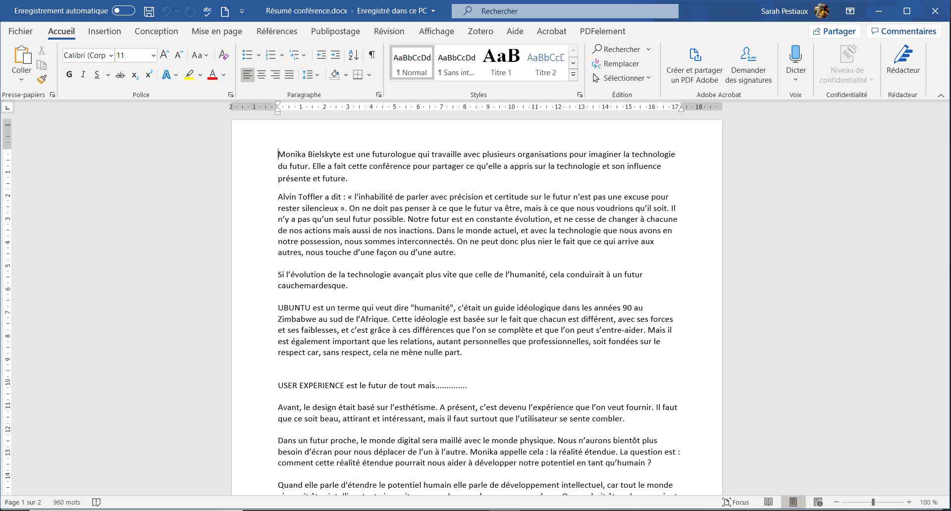 Traduction du début de la conférence